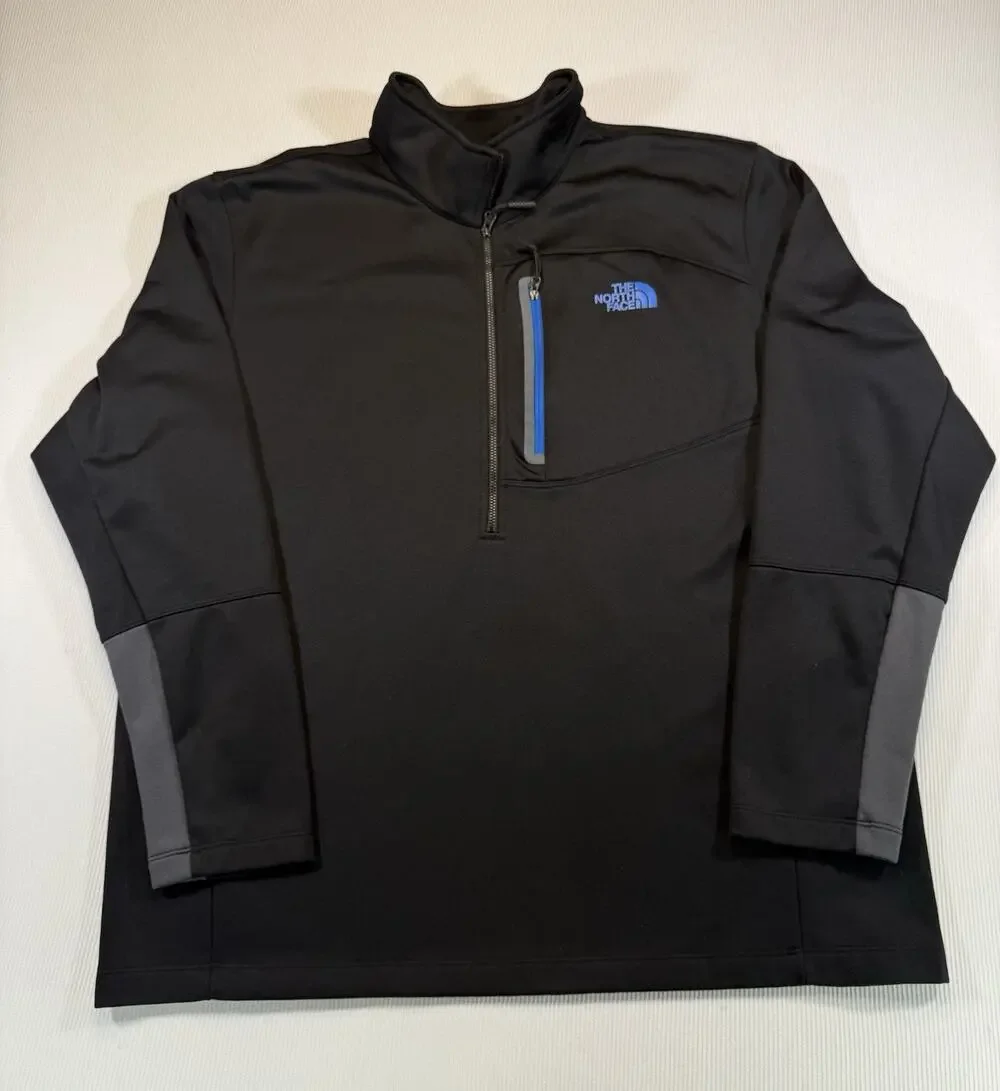 The North Face Soft Shell Black Jacket Men’s Size 2XL Blue Logo